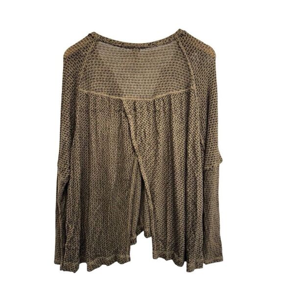We The Free Knit Oversized Sweater Size Extra Small V Neck Tan Black Slouchy - Picture 2 of 9